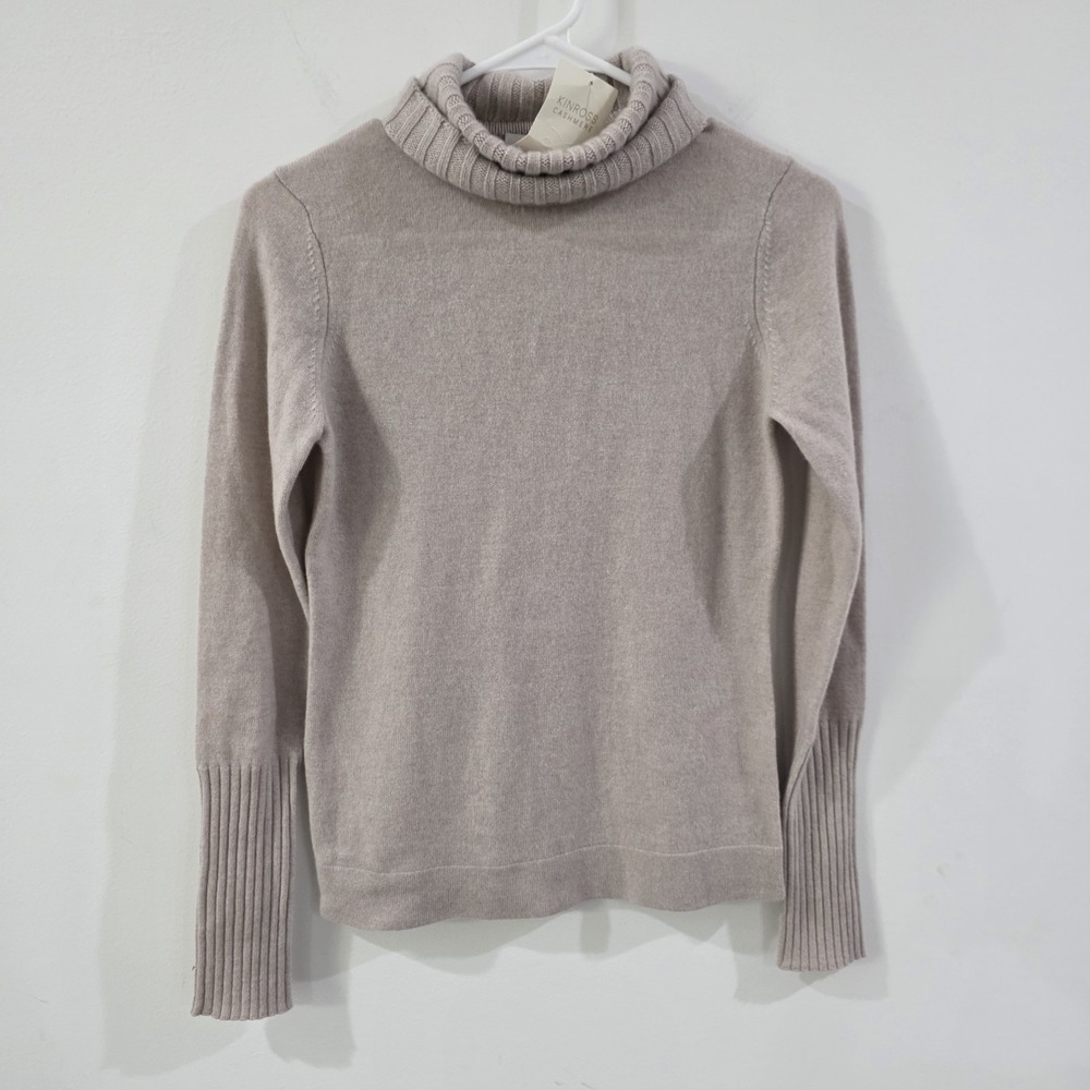 Kinross Cashmere Womens Turtleneck Sweater Size Xs Beige Quiet Luxury Old Money